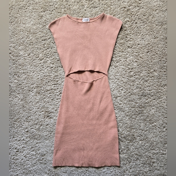 Wilfred Dresses & Skirts - Wilfred Free Cut Out Bodycon Mini Dress Womens S Ribknit Peach Sleeveless
